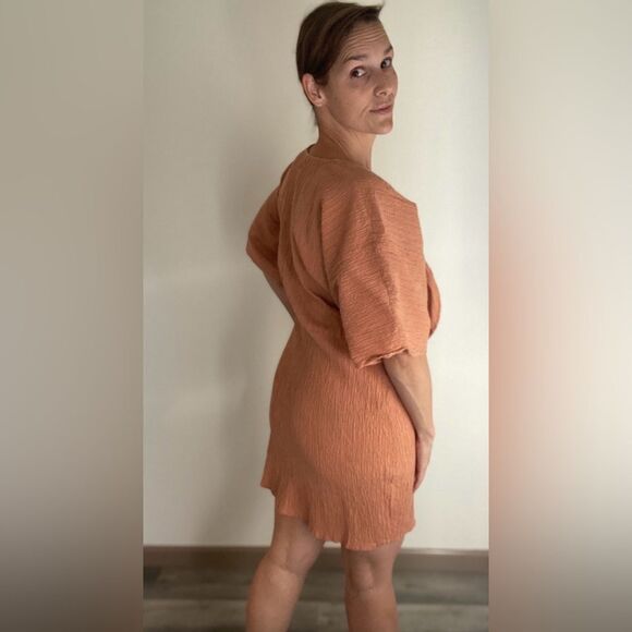 ASOS Dress Seersucker Clay Dolman Sleeve Plus Size US 16 - Picture 6 of 11